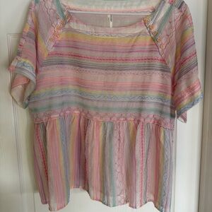Anthropologie Pastel Striped Blouse